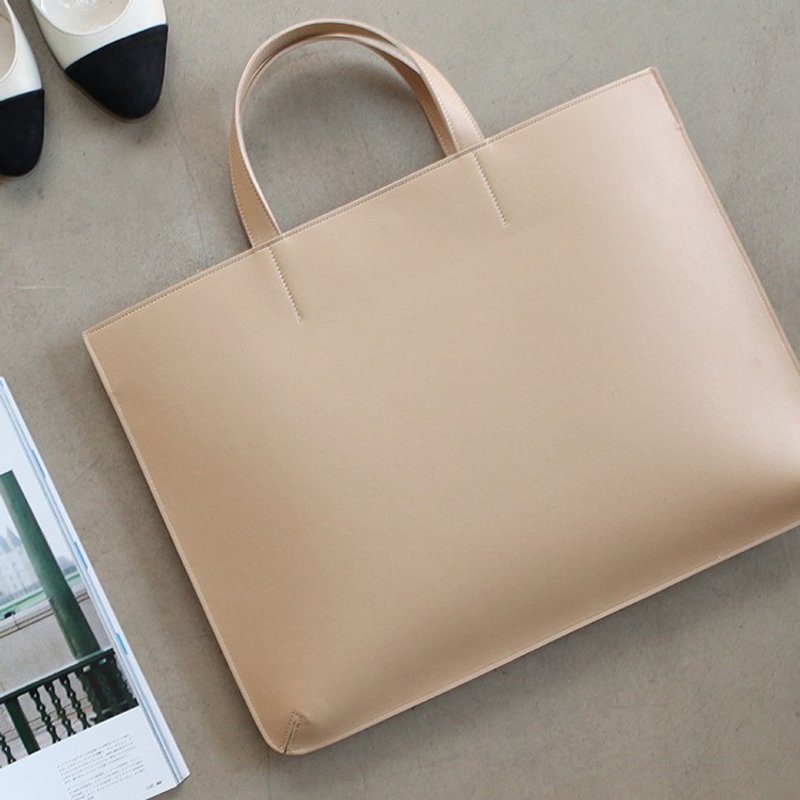 韩国 ithinkso  MILD BRIEF BAG 皮质公事包 收纳包 _ Beige - 电脑包 - 真皮 金色