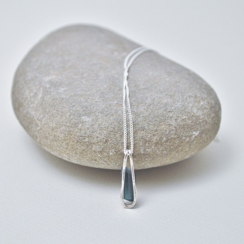 原石系列-深蓝色碧玺·纯银项链链 - 项链 - 纯银 蓝色