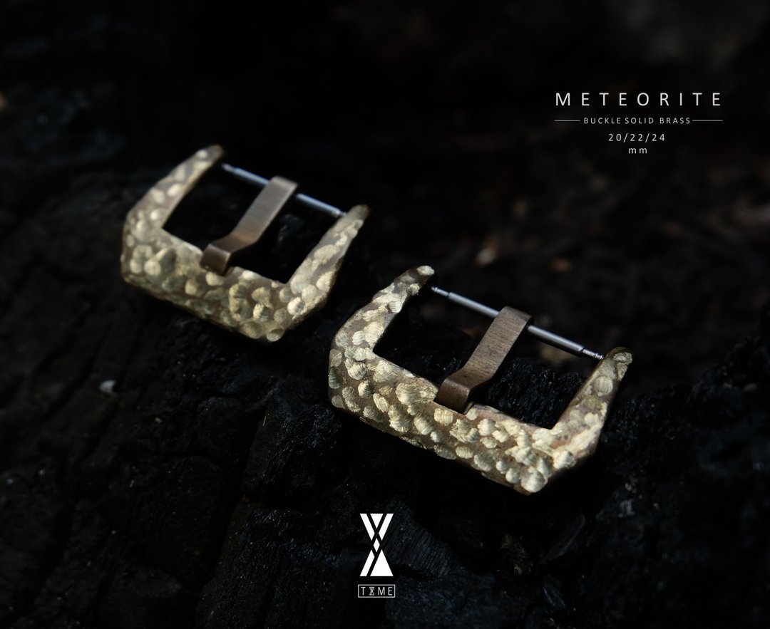 Meteorite Buckle 陨石纹黄铜表扣 20, 22, 24 mm 手工制作 - 表带 - 铜/黄铜 
