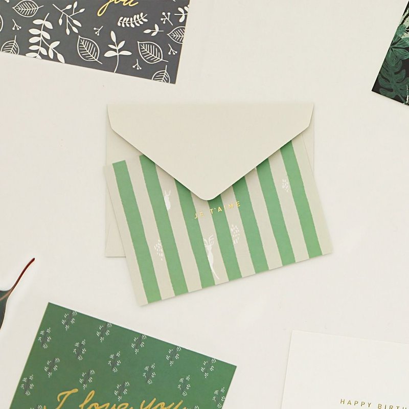 Dailylike 经典时刻明信片卡片V2-09 Je Taime 我爱你 ,E2D27393 - 卡片/明信片 - 纸 绿色