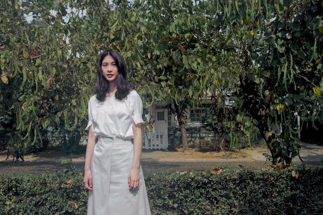 Lazare 低领弧形蓬袖罩衫 - 女装衬衫 - 棉 白色