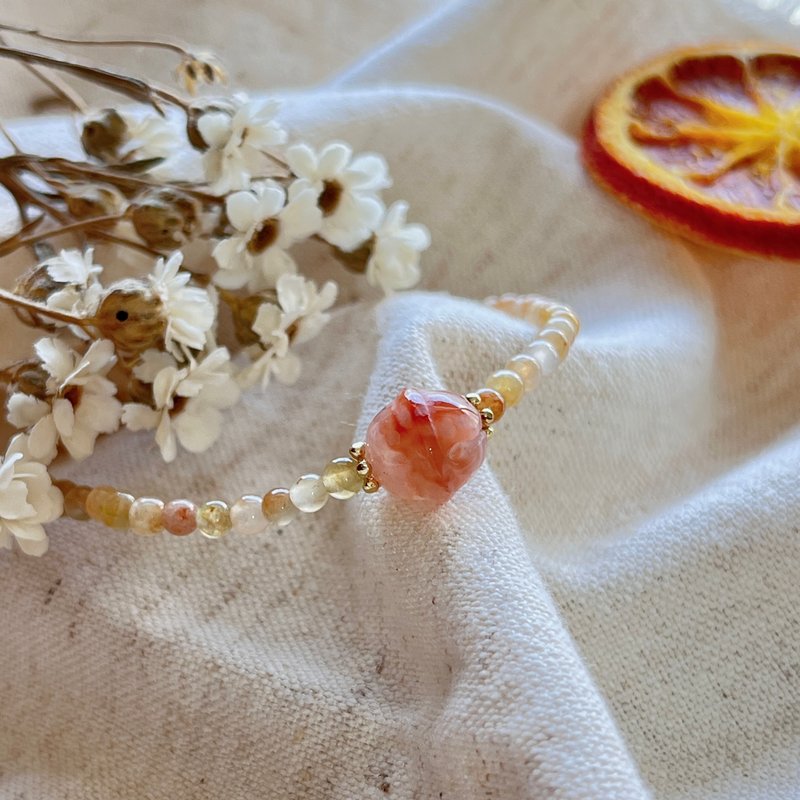 一壶红西柚甜茶-翡翠设计手串 - 手链/手环 - 玉石 橘色