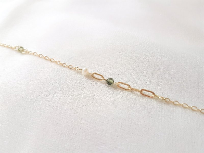 无眠之夜 · 绿发晶 珍珠 细手链 - 手链/手环 - 水晶 