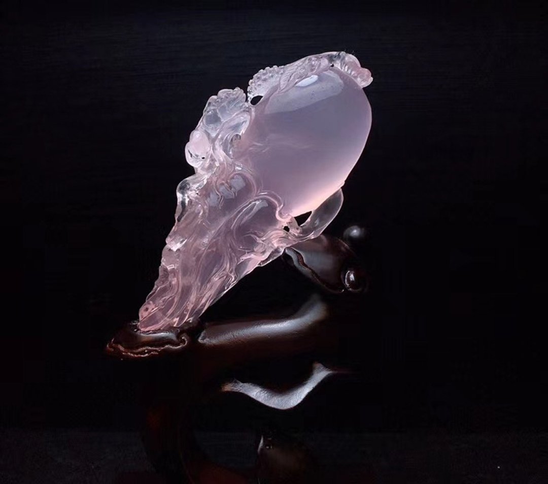 收藏级天然粉晶人生如意摆件 雕工精细 色泽粉润 难得精品 - 其他 - 水晶 
