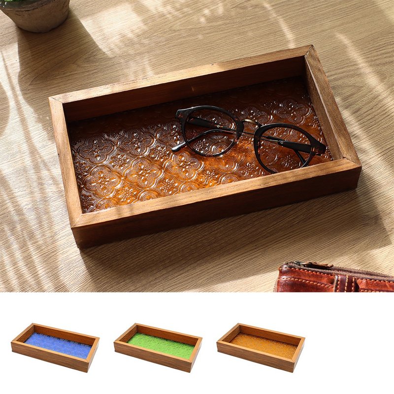 【预订】泰国制 木质压花玻璃托盘 - 托盘/砧板 - 玻璃 橘色