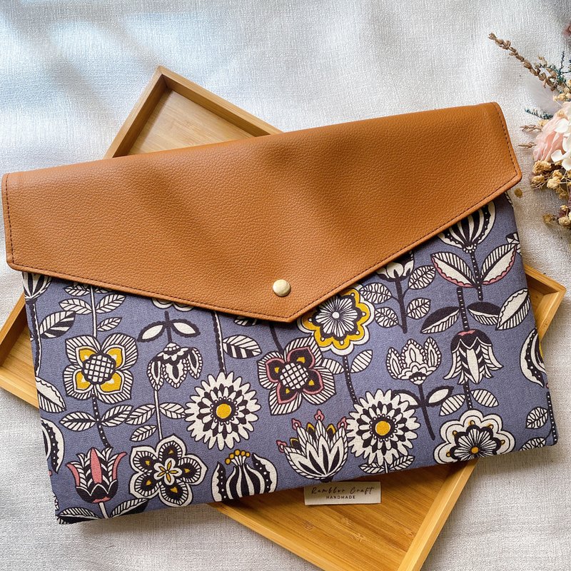 IPad Macbook 平板 电脑 保护套 收纳袋 蓝紫花布款 - 电脑包 - 棉．麻 