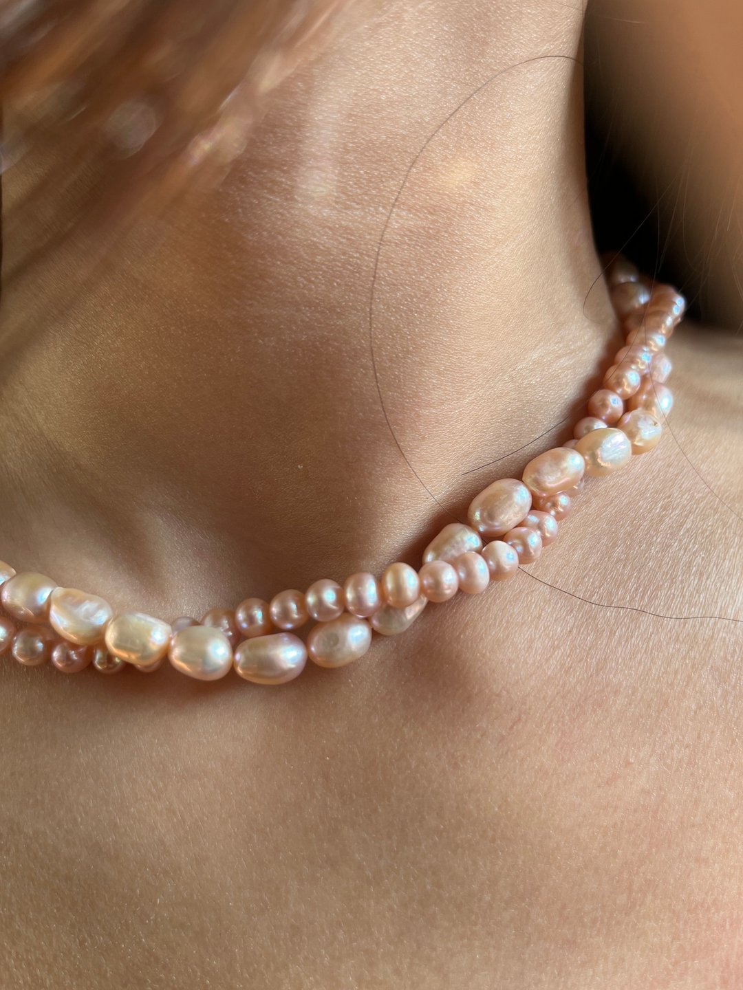 女巫彩宝。枯叶玫瑰橘 珍珠 项链巴洛克 珍珠 pearl necklace - 项链 - 珍珠 橘色