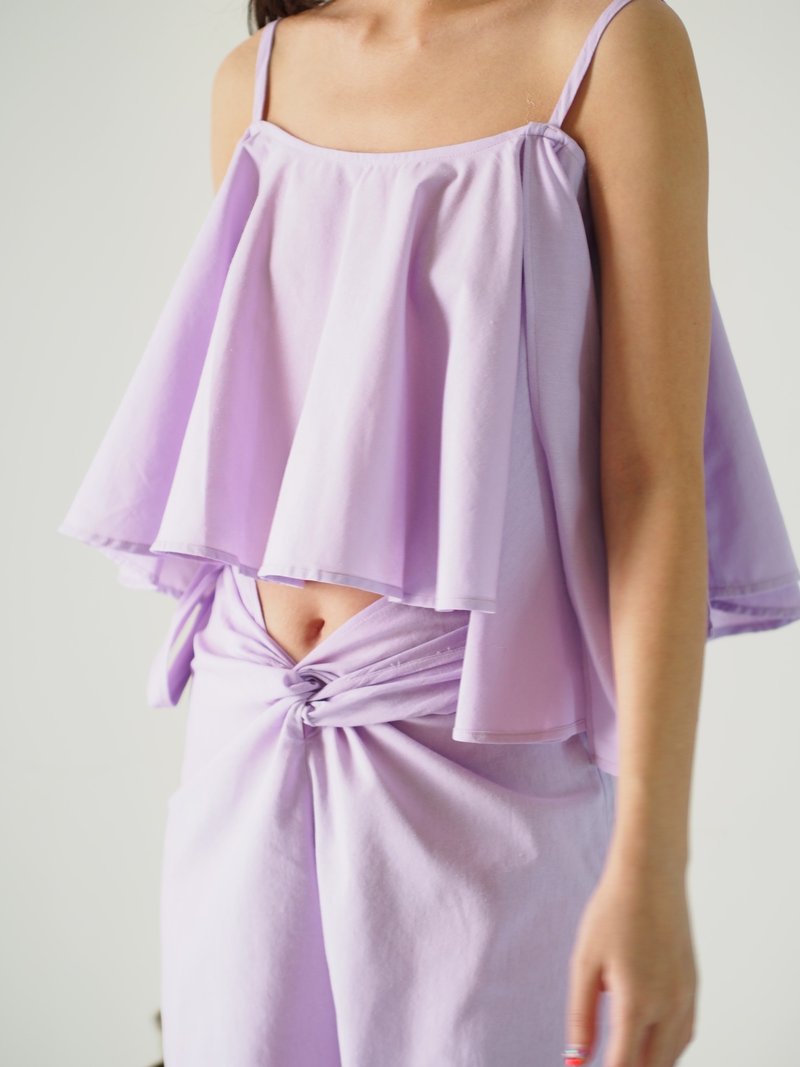 ByTheSea Front Tie Pants - Lilac - 男士长裤 - 棉．麻 紫色