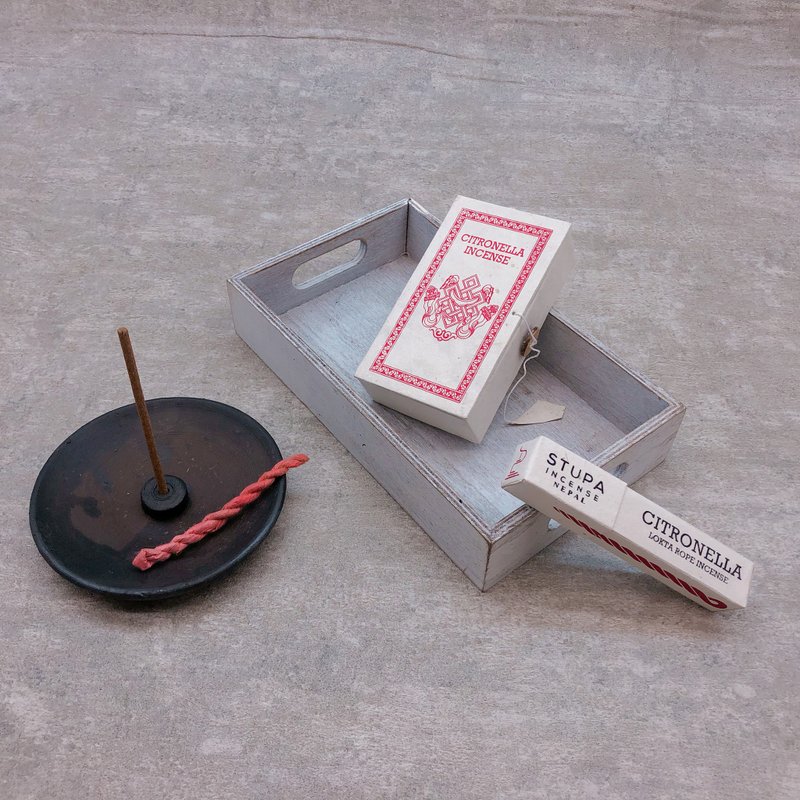 天然草本香氛 尼泊尔Stupa线香绳香 - 夏日香茅驱虫套装 - 香薰/精油/线香 - 浓缩/萃取物 白色