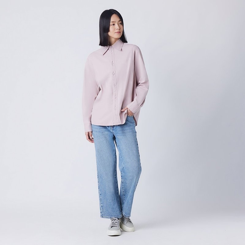 纯棉长袖恤衫 - 女装衬衫 - 棉 粉红色