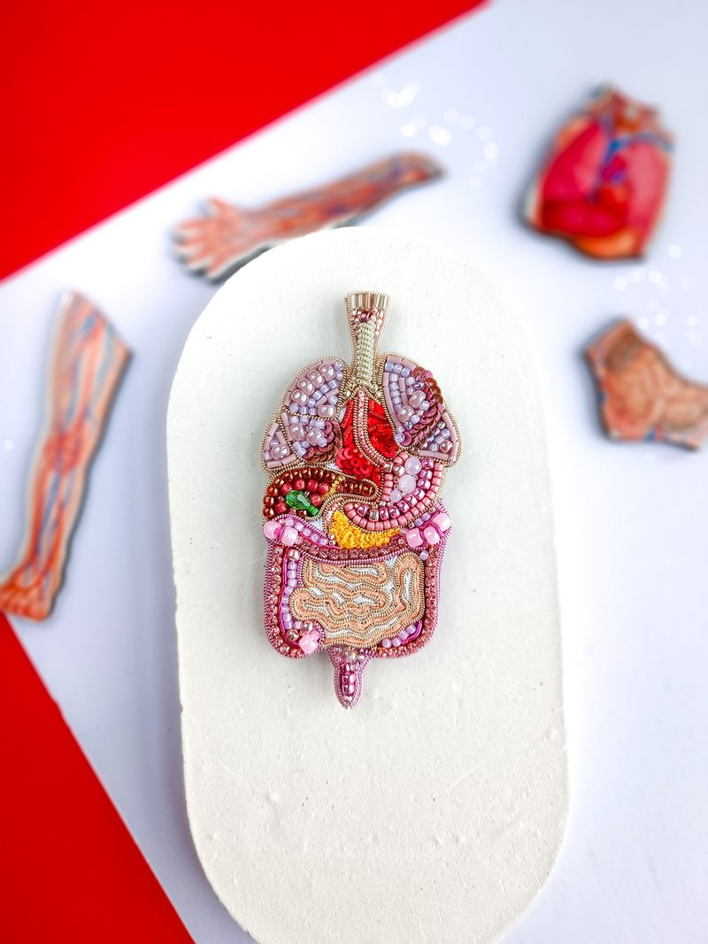 人体器官胸针 – 手工串珠解剖学饰品，医学系学生礼物 - 胸针 - 其他材质 多色