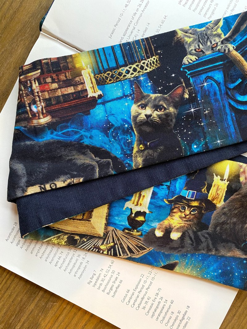 猫咪魔法学院 软管发带 / 宽版 - 发带/发箍 - 棉．麻 蓝色