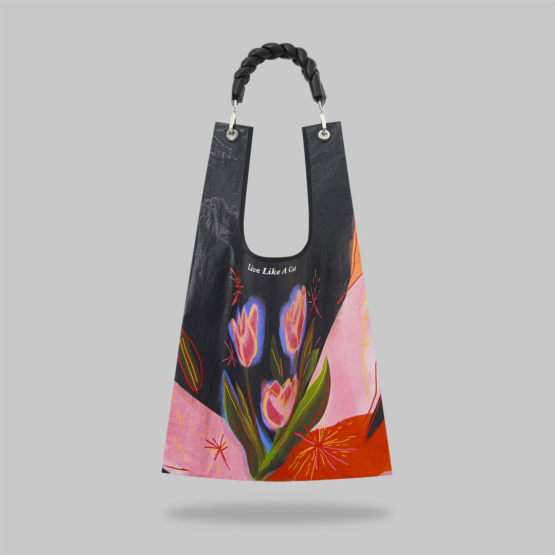 Unrushed Blossom Toby Bag | 配可拆麻花肩带 - 侧背包/斜挎包 - 尼龙 黑色