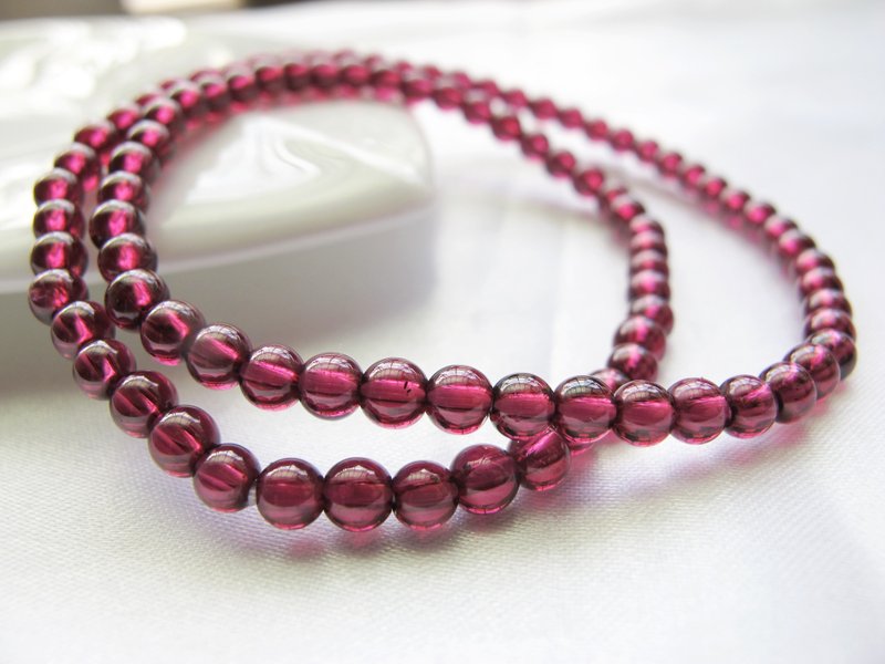 石榴石4mm【双圈紫牙乌】永恒爱情 增加自信 对抗忧郁 礼物 - 手链/手环 - 水晶 紫色