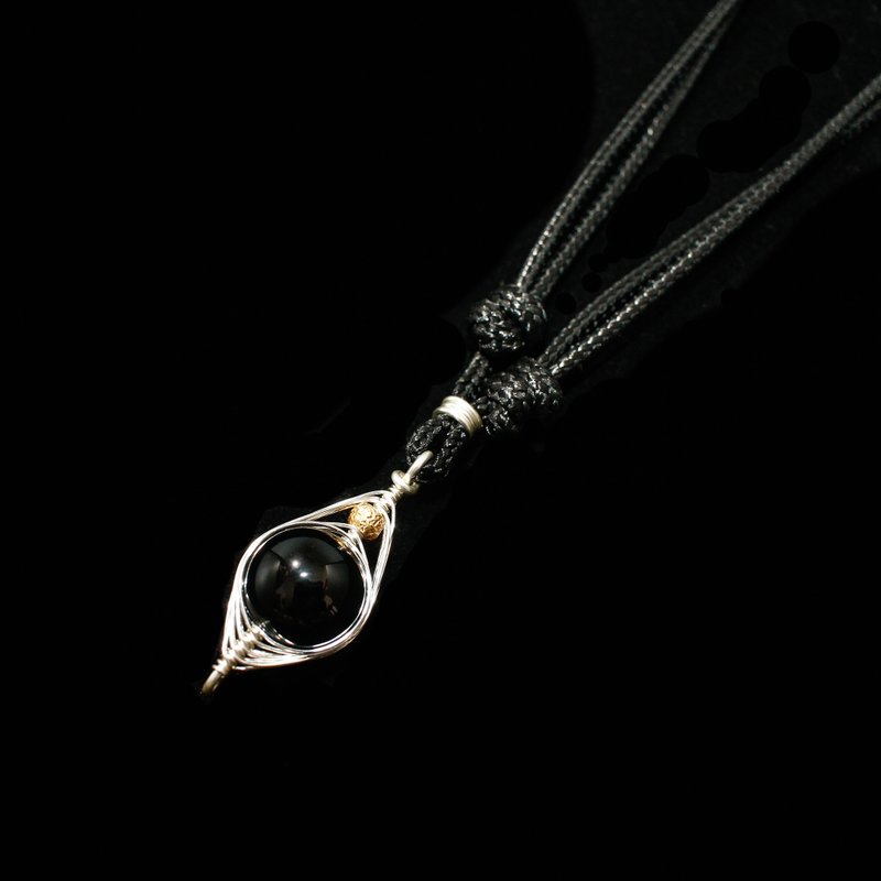 【水晶系列】SBI 黑玛瑙脉轮之眼 韩蜡绳套链吊坠 (可定制)(双面) - 项链 - 宝石 多色