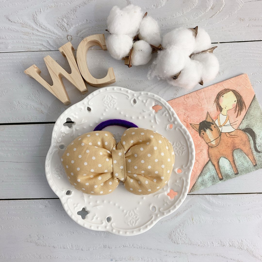 W&C手作 || 微笑泡泡糖|| 淡奶油黄 布艺 发束 - 发饰 - 棉 黄色