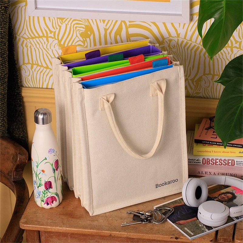 風琴式帆布收納包 棉質5層分格颜色标签學習書包Bookaroo英國進口 - 手提包/手提袋 - 其他材质 