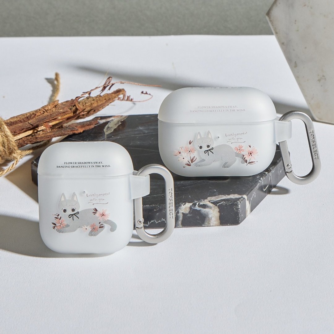 wwiinngg 蝴蝶结灰猫强悍防摔 AirPods 保护套 - 耳机收纳 - 塑料 多色