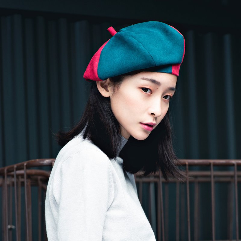 Papillon(红绿)/南瓜帽(贝雷帽) - 帽子 - 聚酯纤维 多色