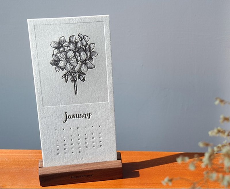 2018年日历，年历、桌历，活版印刷工艺，12张植物主题月历卡+介绍卡+封面卡 ，圣诞礼物 - 年历/台历 - 纸 