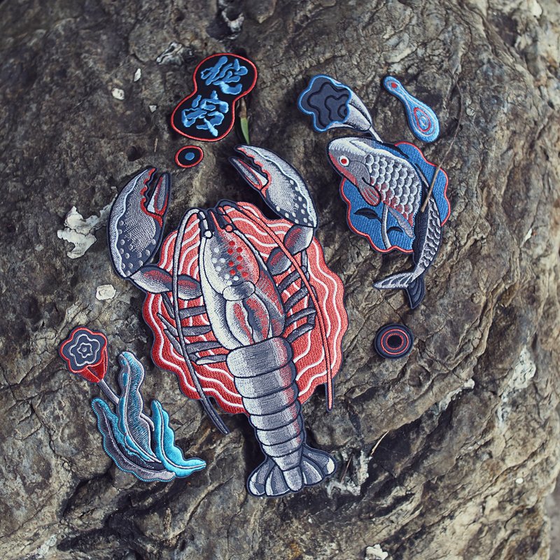 LOBSTER BOX SET Embroidered Patch Design - 其他 - 绣线 红色