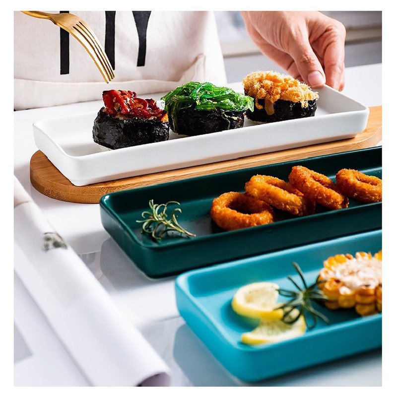 LINKIFE 白瓷系列沈稳消光风格质感陶瓷长盘 - 托盘/砧板 - 陶 