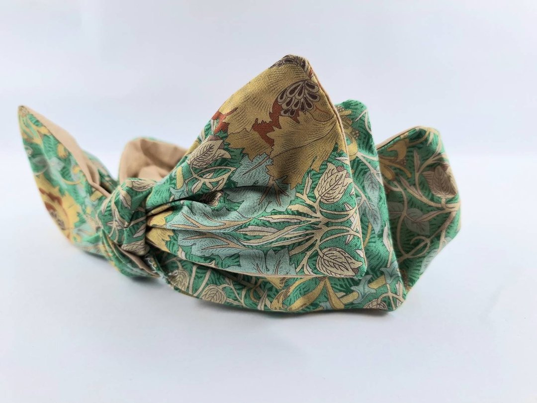 Petitbebetw绿色森林花卉双层双面蝴蝶结发带 - 发带/发箍 - 棉．麻 绿色