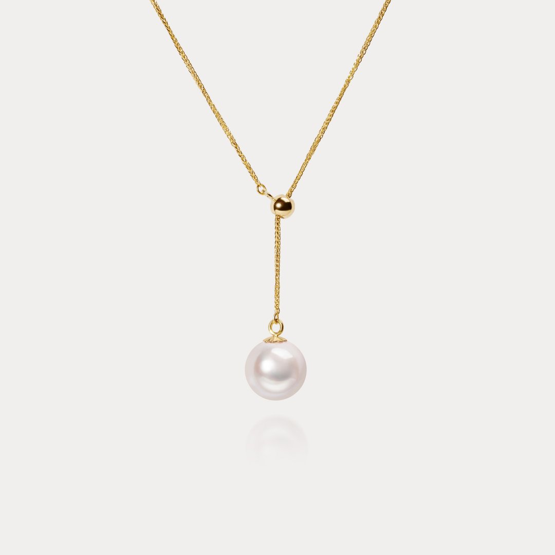 Clair de Luna | 7-7.5mm 日本Akoya海水珍珠18K 萧邦Y字链 - 项链 - 珍珠 白色