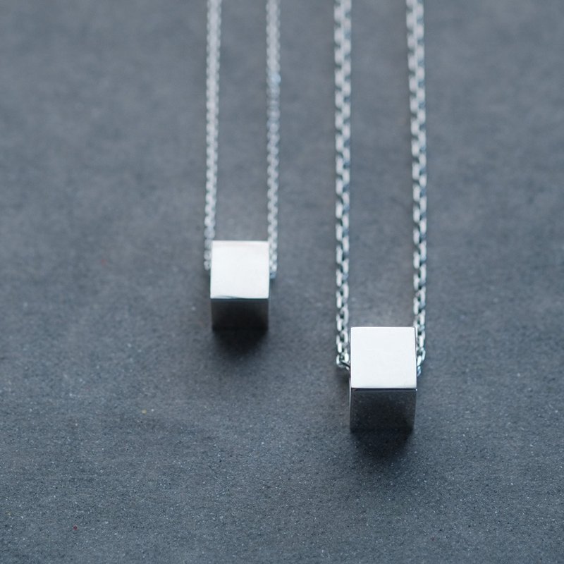 2件组）方形环一对项链银925 - 项链 - 其他金属 银色