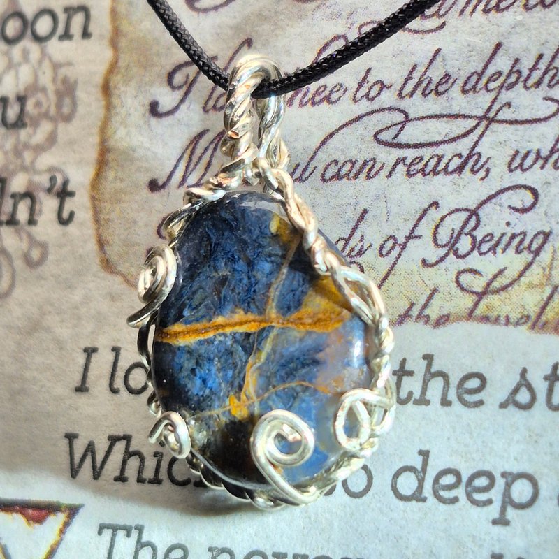 •觉醒风暴• 彼得石| 王者之石 | 手作绕线吊坠项链 - 项链 - 水晶 蓝色