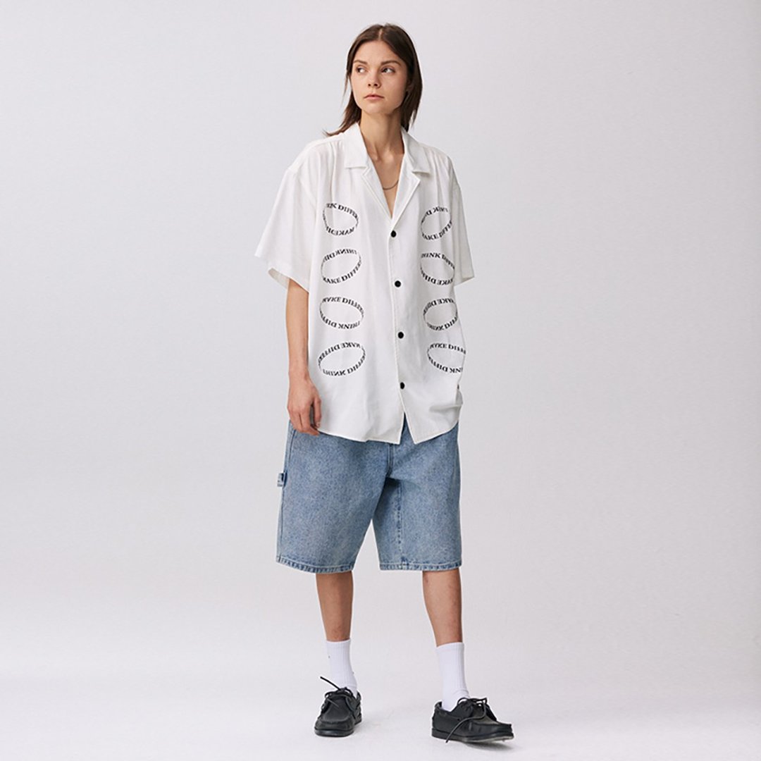 MOKACME 22SS 洗水做旧宽松嘻哈街头重磅牛仔五分裤短裤潮 (两色) - 男士短裤 - 棉 蓝色