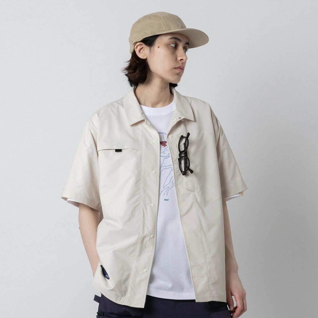 Open Collar Shirt山系城市轻机能风户外多口袋轻速干短袖衬衫 - 男装衬衫 - 聚酯纤维 