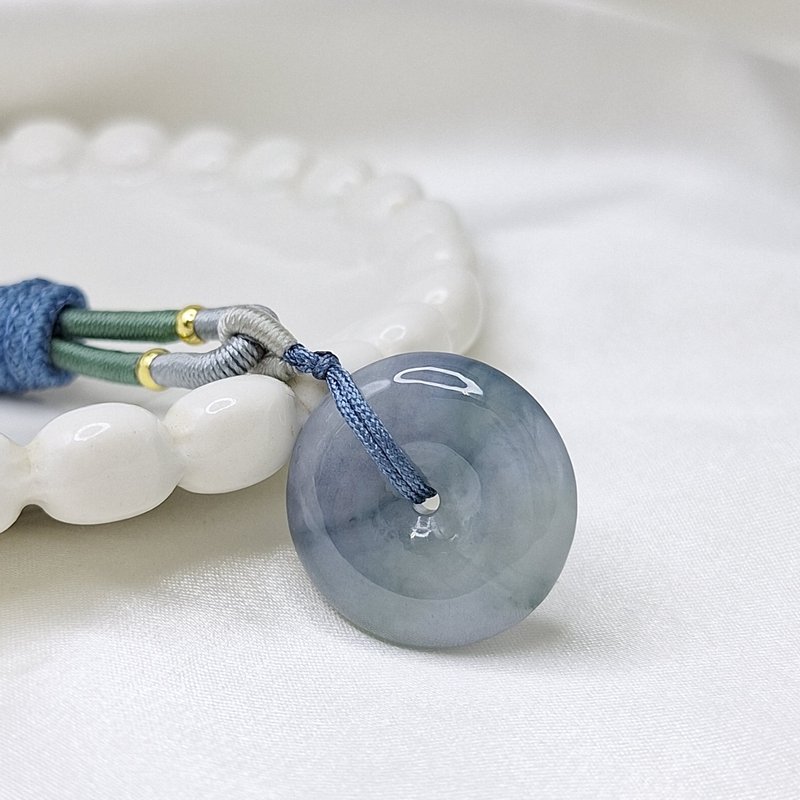 冰起胶 浓紫罗兰飘花 平安扣 吊坠 | 天然缅甸玉A货翡翠 - 项链 - 玉石 