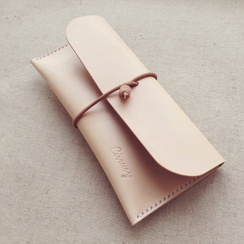 文艺简约款笔袋 绑绳设计 意大利植鞣革 手工皮具定制 - 铅笔盒/笔袋 - 真皮 