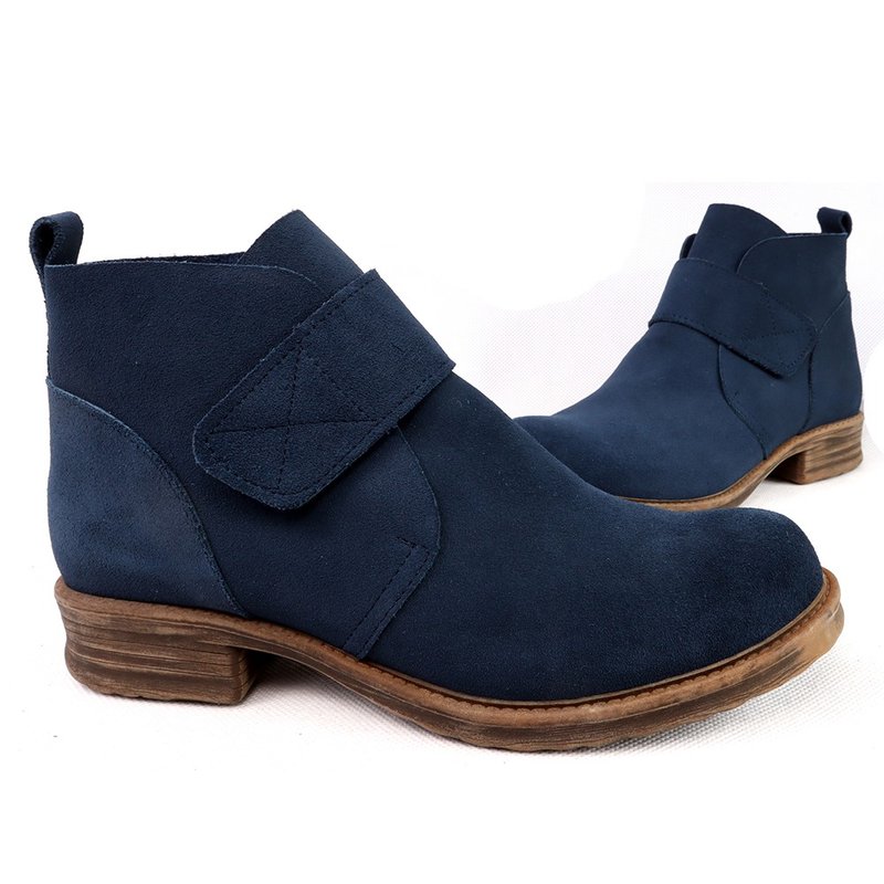 sixlips 3M防水麂皮魔鬼毡女短靴 蓝 - 女款短靴 - 真皮 蓝色