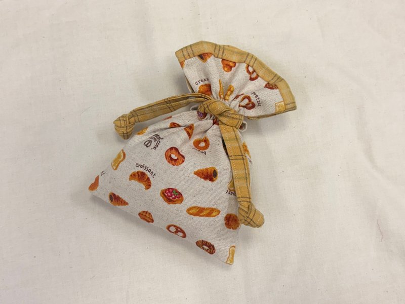 双面小巧束口袋-小面包搭配黄色格子先染布 - 束口袋双肩包 - 棉．麻 多色