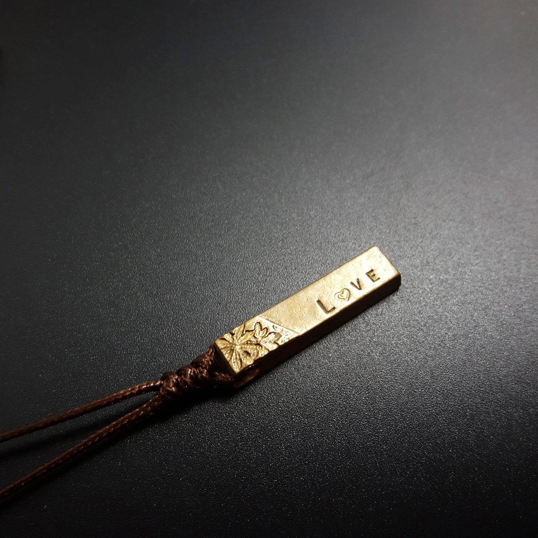 B1款-纯铜复古项链-御匠专属敲饰-定制敲字-手工DIY - 项链 - 铜/黄铜 金色