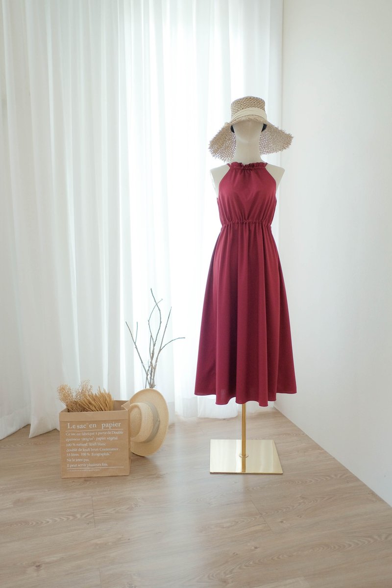 夏日洋装 旅行洋装 酒红色 - 洋装/连衣裙 - 聚酯纤维 红色