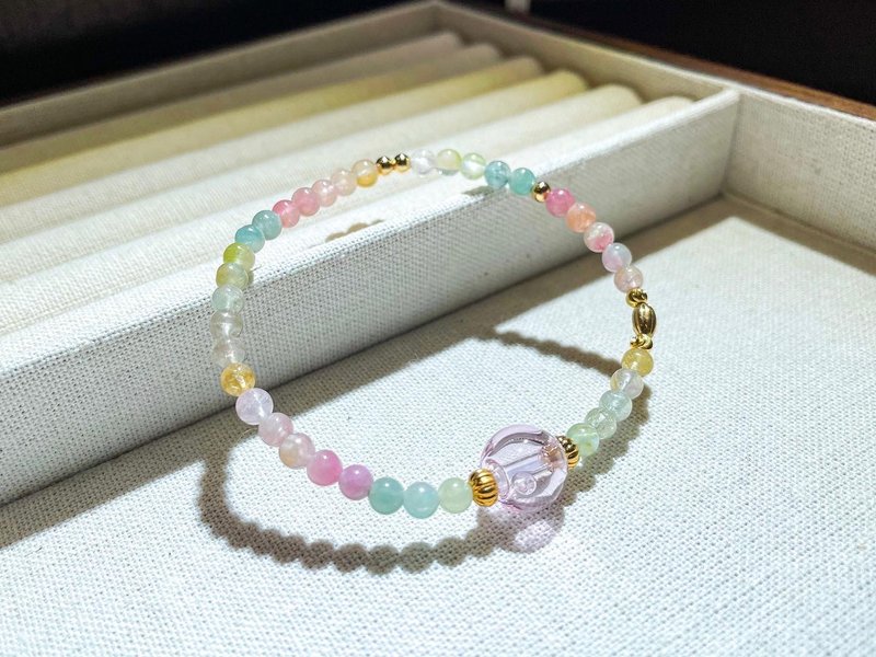 糖果色渐层碧玺手环-爱情事业与财运 - 手链/手环 - 玉石 多色