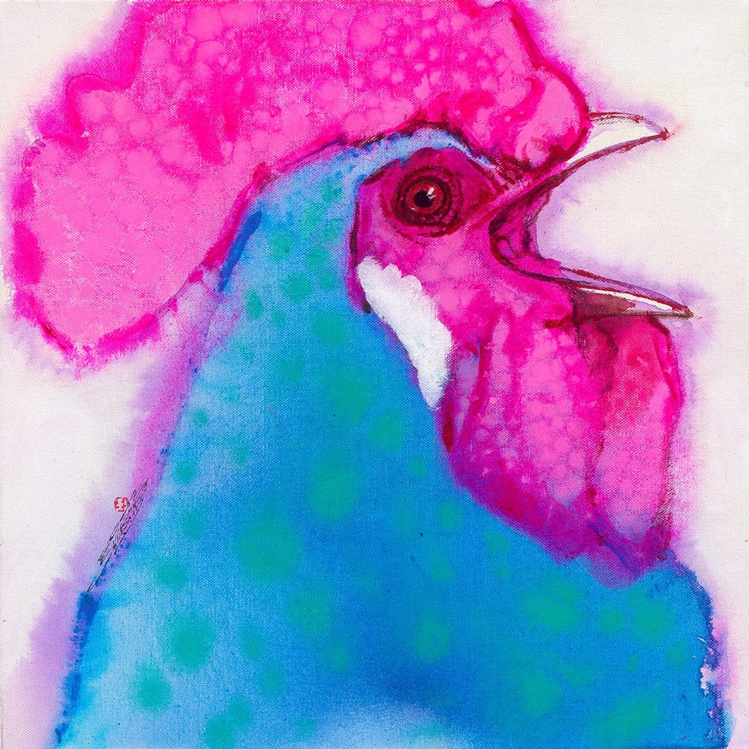公鸡生肖系列 38x38公分 丙烯画布 艺术品 林順雄Sun Lin亲笔签名 - 海报/装饰画/版画 - 其他材质 多色