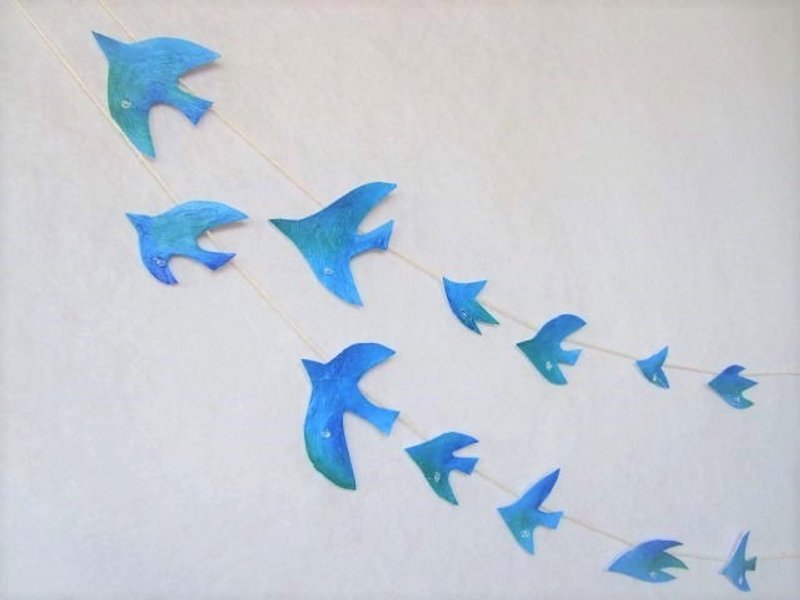 Crystal and blue bird garland - 墙贴/壁贴 - 颜料 蓝色