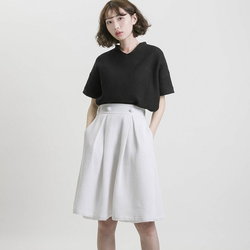 Space_空间及膝澎裙_9SF252_白 - 裙子 - 棉．麻 白色