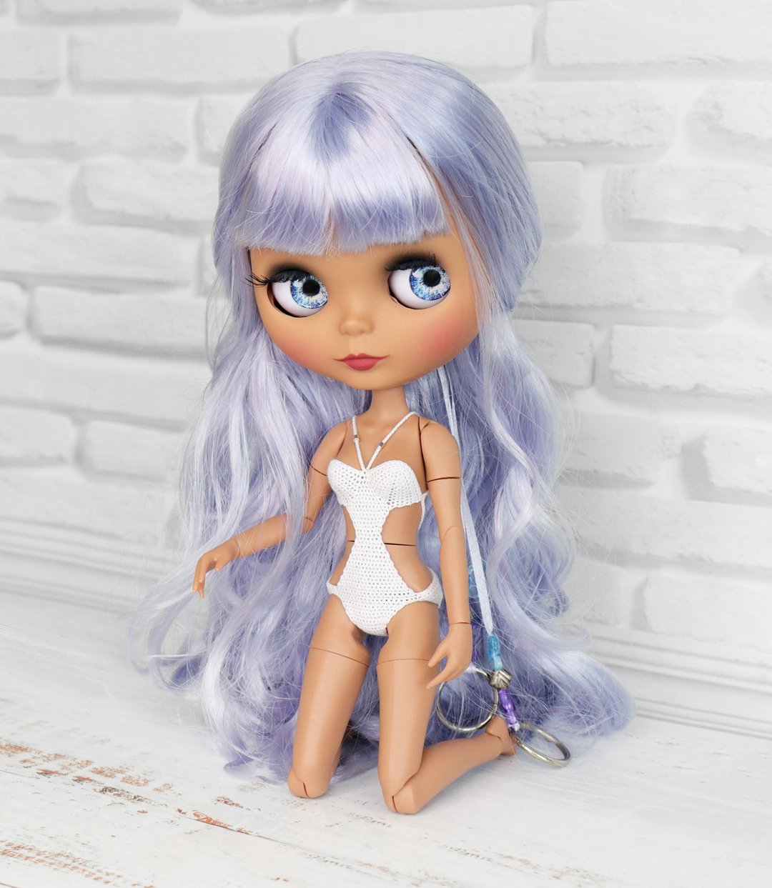 Swimsuit for Blythe, bodysuit, underwear set, clothes for doll - 玩偶/公仔 - 棉 白色