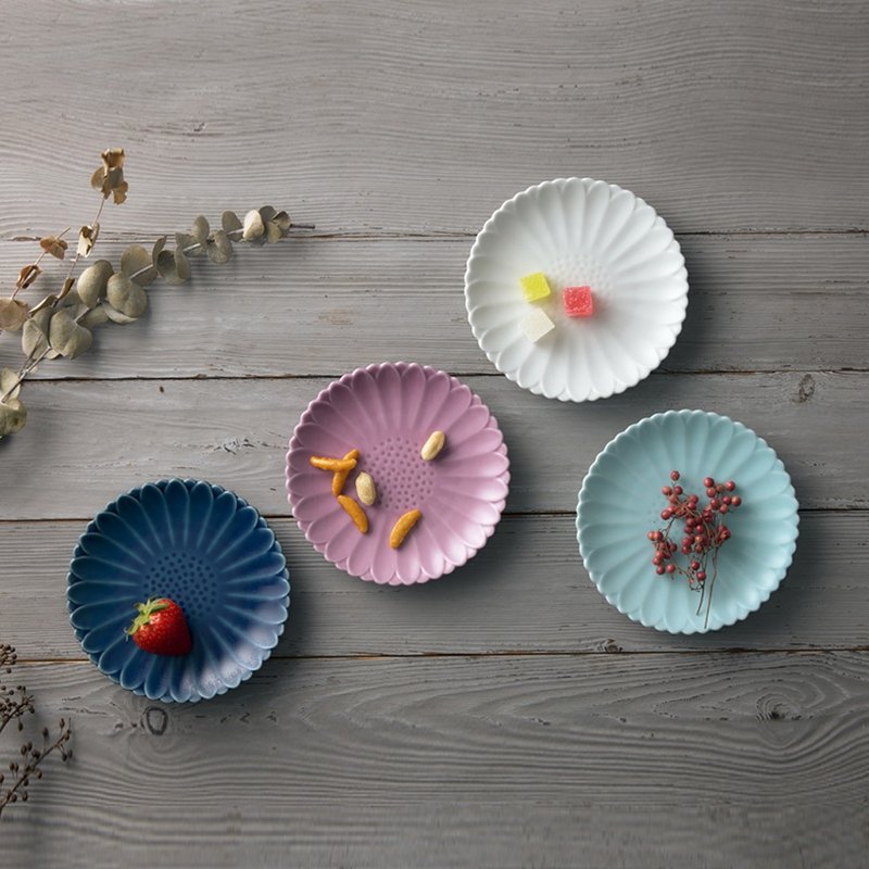 石丸波佐见烧 - 八重菊小盘 (4件组)  - 12.5 cm - 盘子/餐盘/盘架 - 瓷 多色