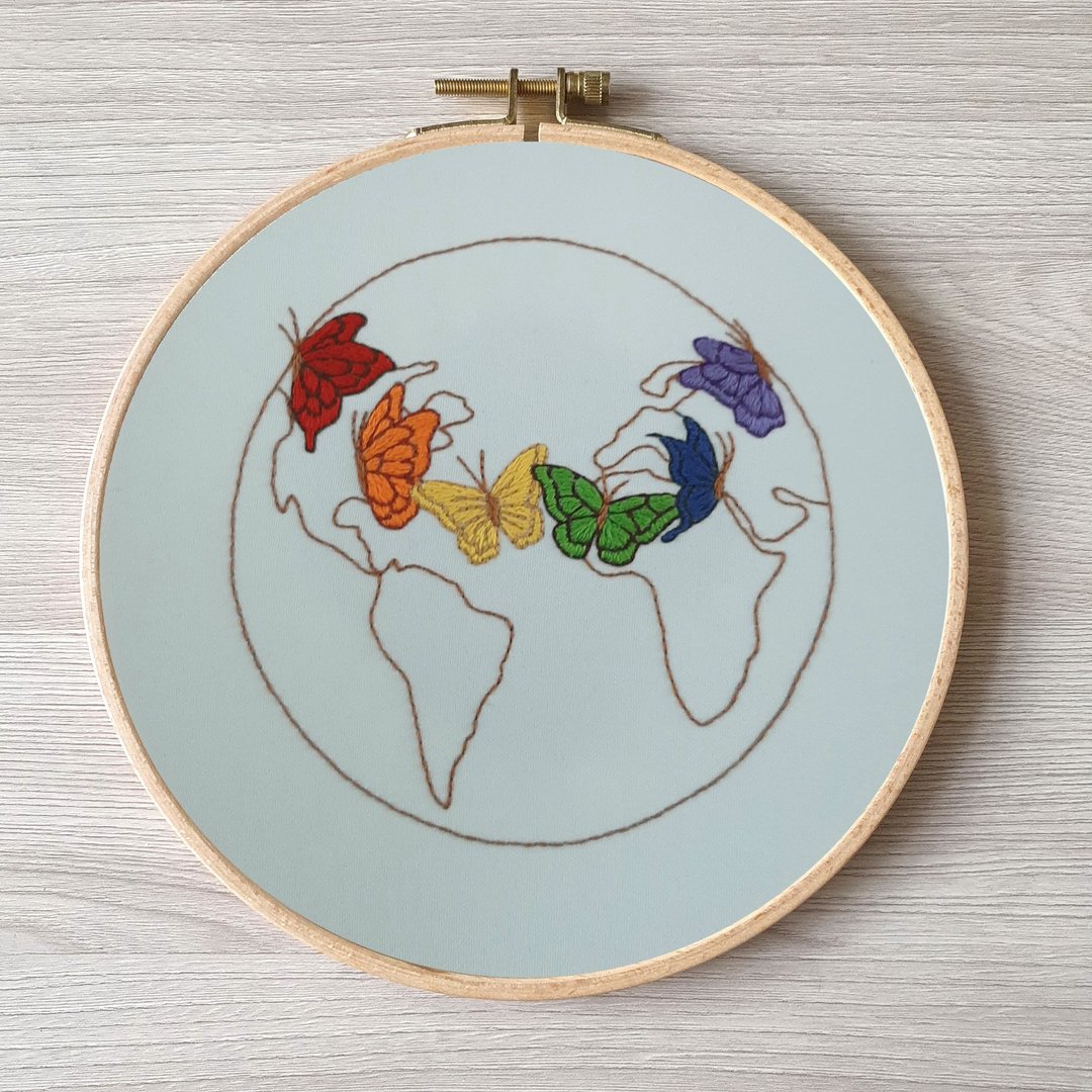 刺繡 蝴蝶 hand embroidery DIY, Butterfly pattern pdf - 编织/刺绣/羊毛毡/裁缝 - 绣线 多色