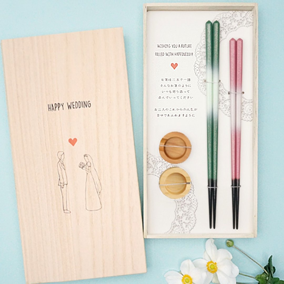 Special order for LCL Hyozaemon Chopsticks Gift Set Happy Wedding Flower lover Glittering - 筷子/筷架 - 木头 