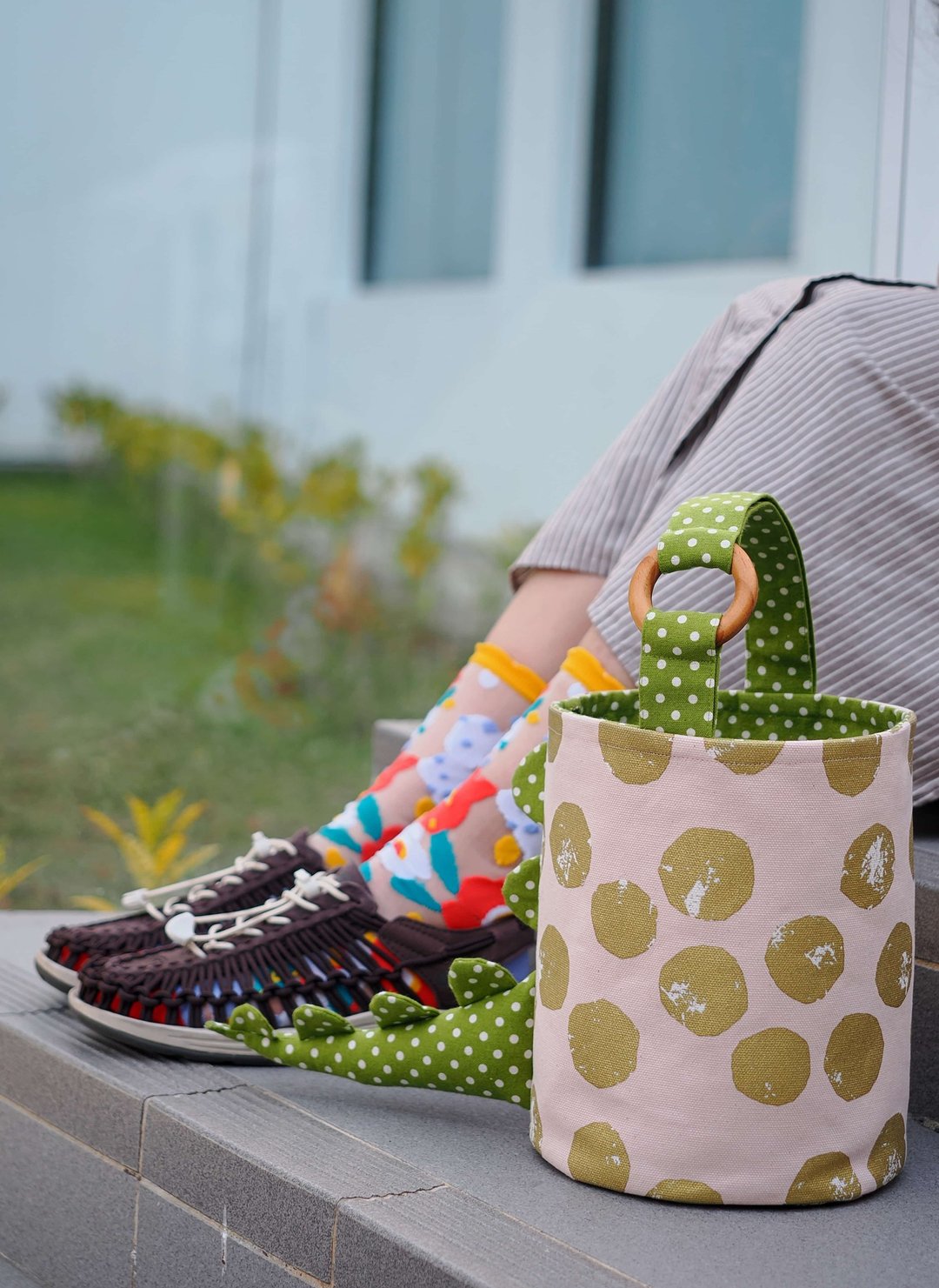 包包龙/恐龙造型水桶包 - 手提包/手提袋 - 棉 粉红色