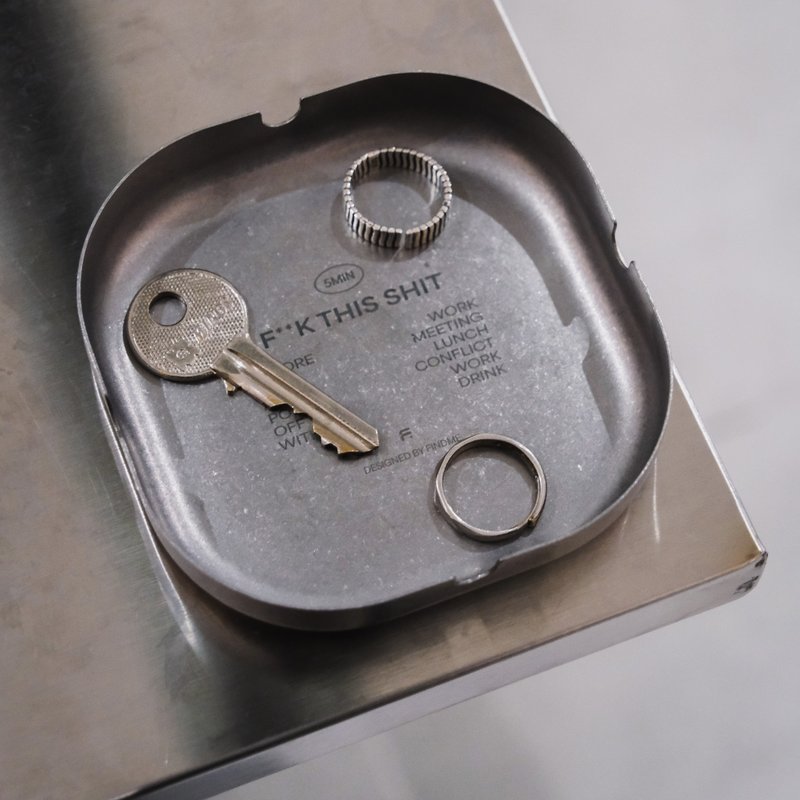 F**K THIS SHIT 不锈钢烟灰缸 | 防火圣木盘 饰物置物盘 - 收纳用品 - 不锈钢 银色