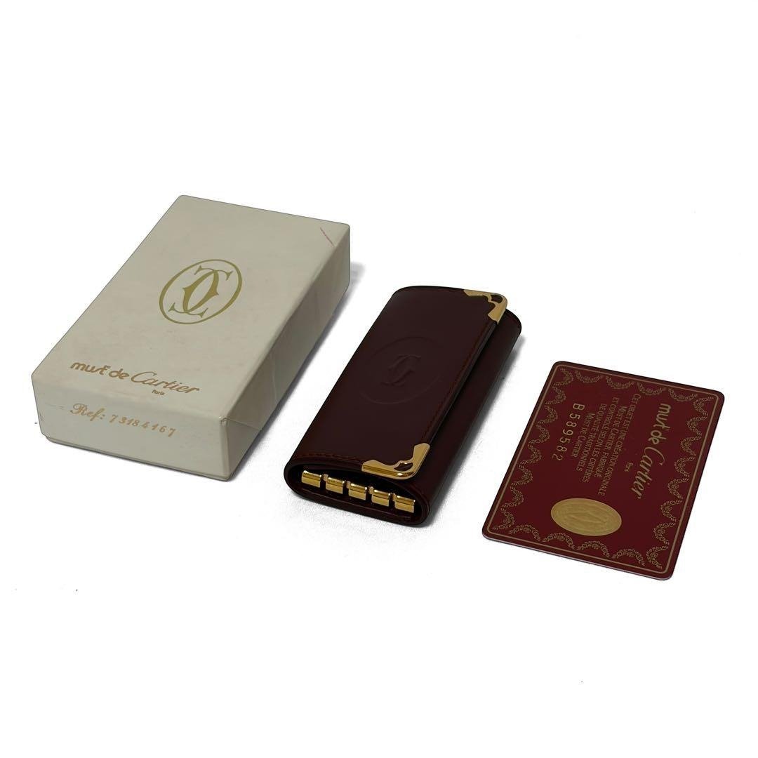 正品 Cartier 卡地亚 钥匙包 四环 Must de Cartier 皮革 酒红色 金色 日本直送 - 钥匙链/钥匙包 - 其他材质 