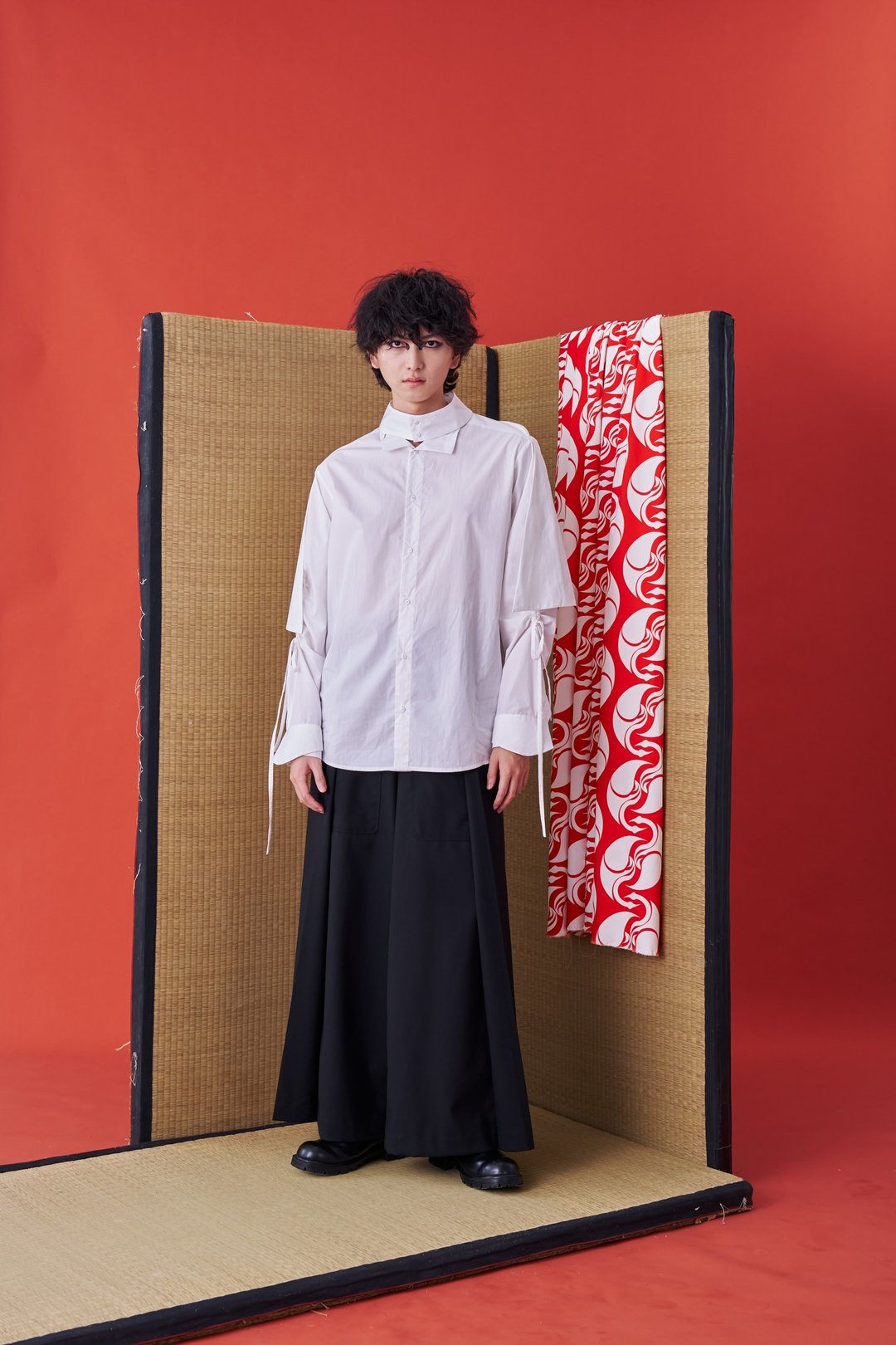 长袖衬衫/披风/抽绳衬衫/24AW-INF - 男装衬衫 - 棉 白色